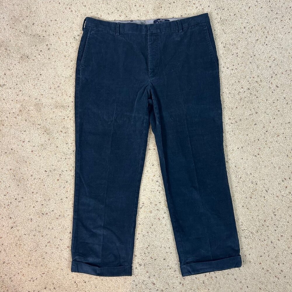 Lands’ End Navy Corduroy Pants Traditional Fit Cuffed Classic Size 38 x 27 Men's